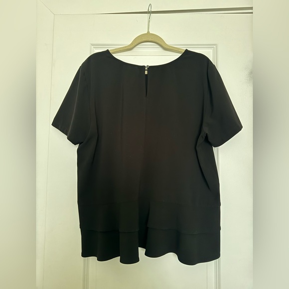 LOFT Black Short-Sleeve Peplum Top - Picture 3 of 3
